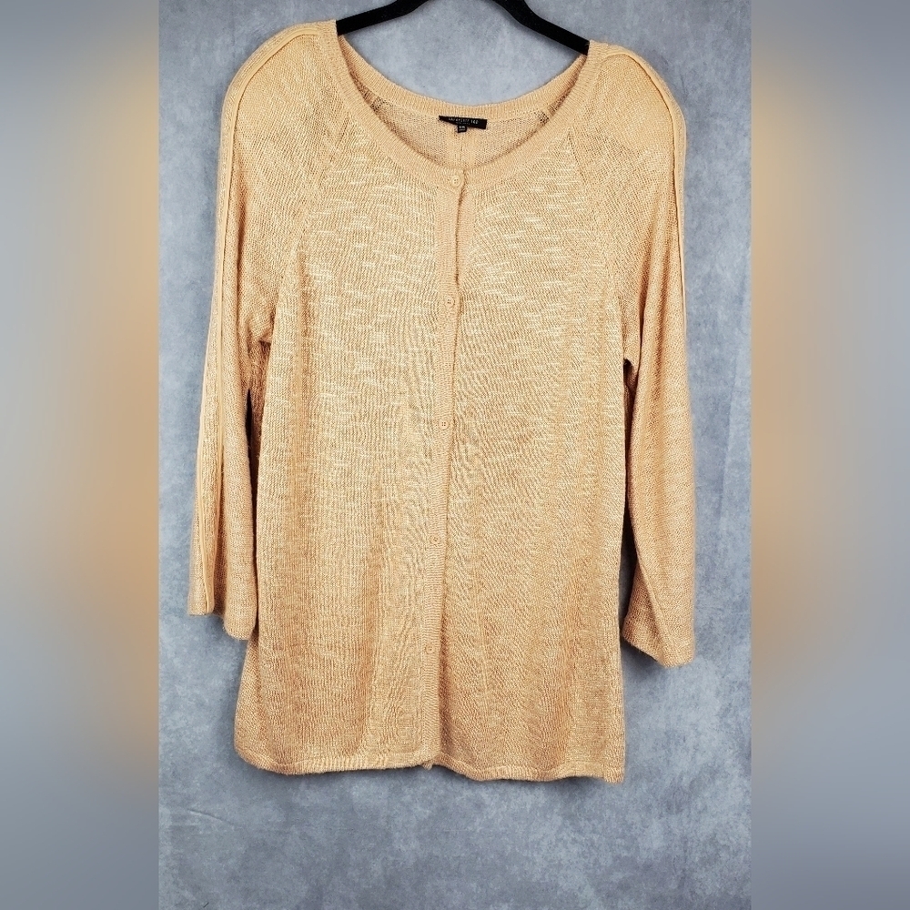 Lafayette 148 New York Women pale orange Front button down Linen Cardigan XXL